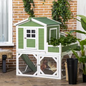 49" Small Chicken Coop Hen House with Garden Space (Option: Green-1075x555x160 mm)