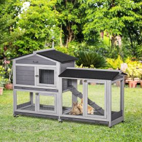 62" Mobile Rabbit Hutch with Wheels (Option: Light Grey-940x780x240 mm)