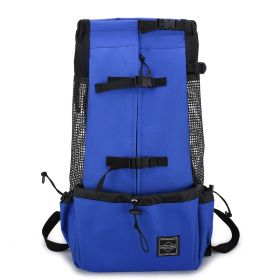 Pet Dog Carrier Bag Carrier For Dogs Backpack Out Double Shoulder Portable Travel Backpack Outdoor Dog Carrier Bag Travel (Option: Blue-XL)