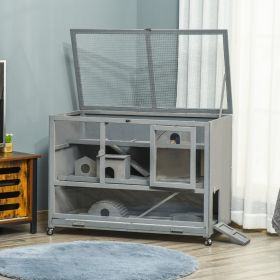 3-Tier Hamster Cage Hutch Box with Ladder Wheels for Small Animals (Option: Dark Grey-1160x660x210 mm)