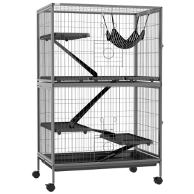 5 Tiers Of Small Animal Cages, Ferret Cages, Large Chinchilla Cages With Hammock Fittings And Heavy Duty Wires (Option: Grey)