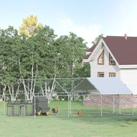 Large Chicken Coop Chicken Run with Waterproof and Anti-UV Cover (Option: Silver-2030x390x150 mm)