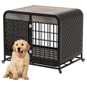 Heavy Duty Dog Crate Furniture Wooden Table 33inch Grey (Option: Grey)