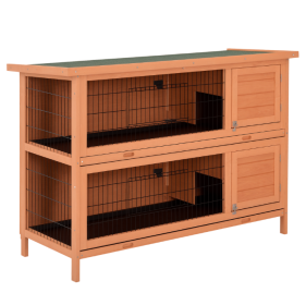 54  Rabbit Cage, 2-Tier Rabbit Hutch Outdoor Guinea With Removable Dividers And Pull-Out Trays, Orange (Option: Orange)